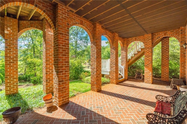 view of patio / terrace with stairs