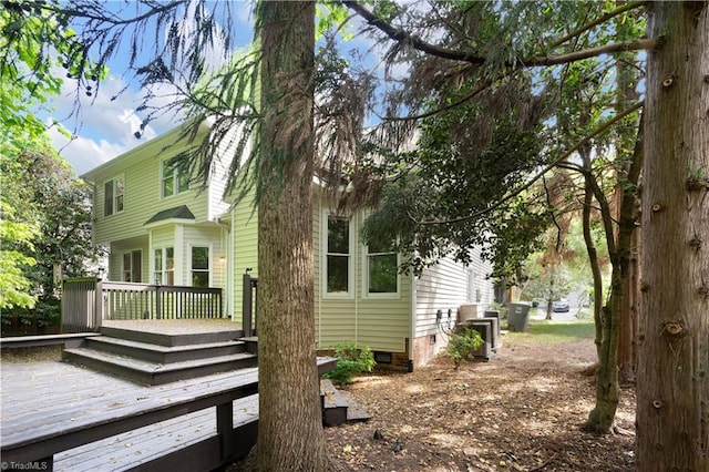 4507 Brandt Ridge Dr, Greensboro, NC 27455 - rear view of house with central AC unit, crawl space, and a deck