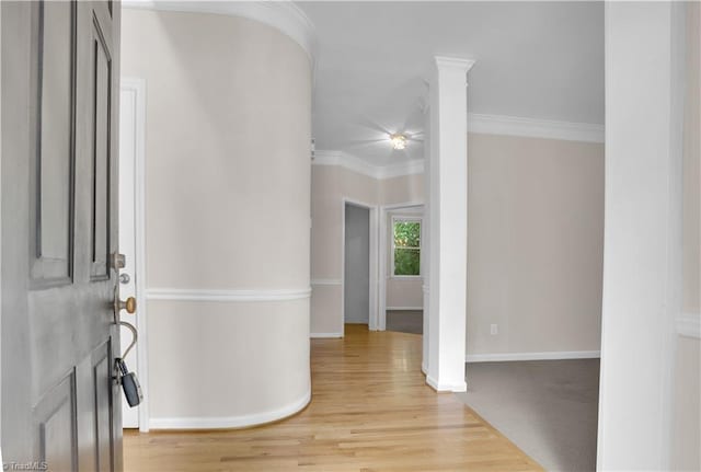 4507 Brandt Ridge Dr, Greensboro, NC 27455 - entryway with crown molding, baseboards, and light wood-style floors