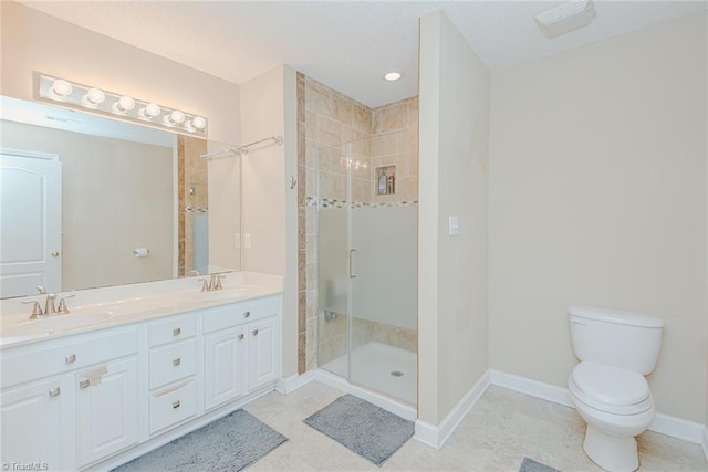101 Kingston Ln, Graham, NC 27253 - full bathroom with a shower stall, double vanity, and tile patterned flooring