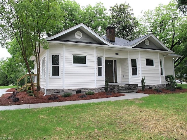 812 Midway School Rd, Winston-Salem, NC 27107 - view of front of property with a chimney, a front yard, and crawl space