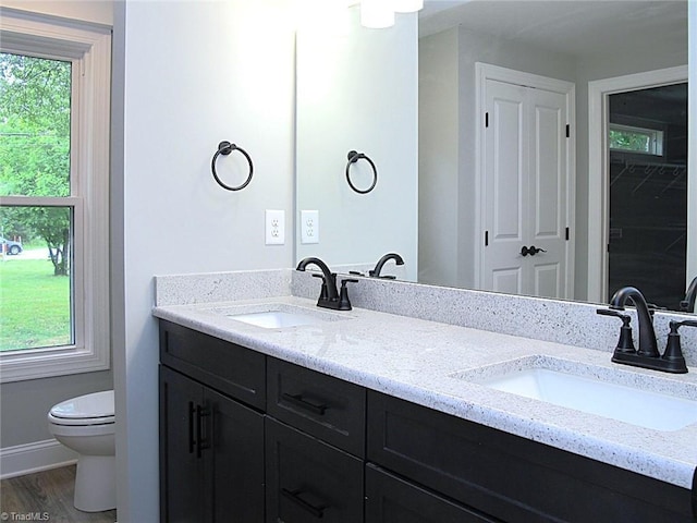 812 Midway School Rd, Winston-Salem, NC 27107 - full bath with toilet, double vanity, healthy amount of natural light, and a closet