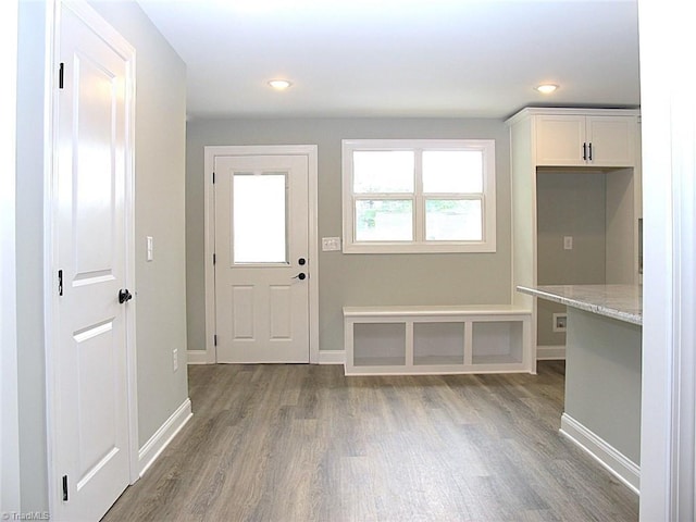 812 Midway School Rd, Winston-Salem, NC 27107 - mudroom with wood finished floors, baseboards, and recessed lighting