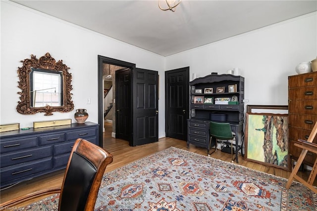 home office featuring wood finished floors