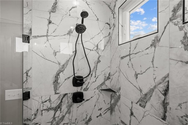 interior details with a marble finish shower