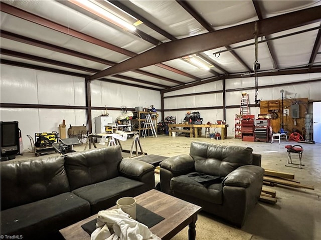 living room with electric panel