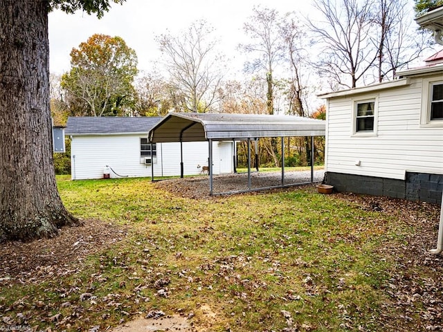 view of yard featuring a carport