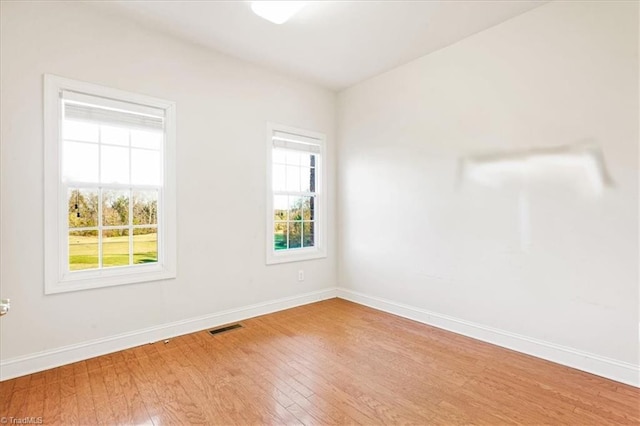 spare room featuring hardwood / wood-style flooring and a wealth of natural light