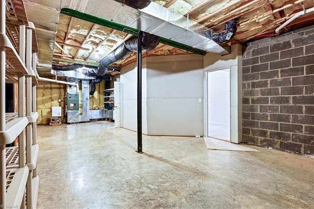 basement with heating unit