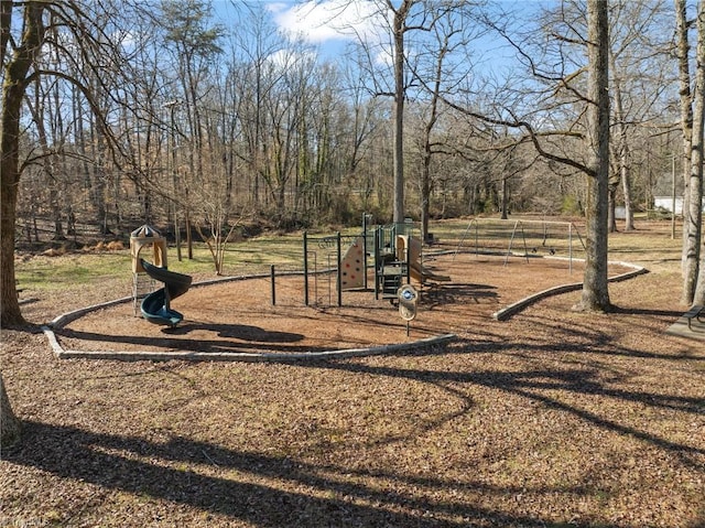 view of yard with a playground