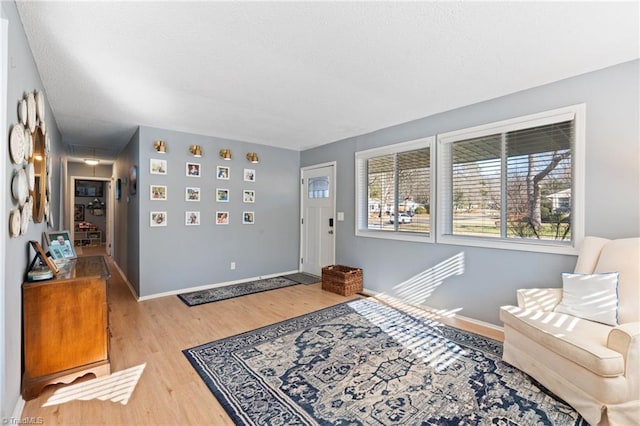 entryway with light hardwood / wood-style flooring