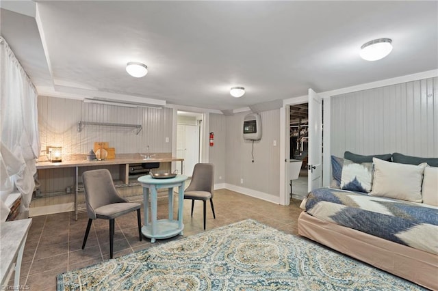 living room featuring tile patterned floors