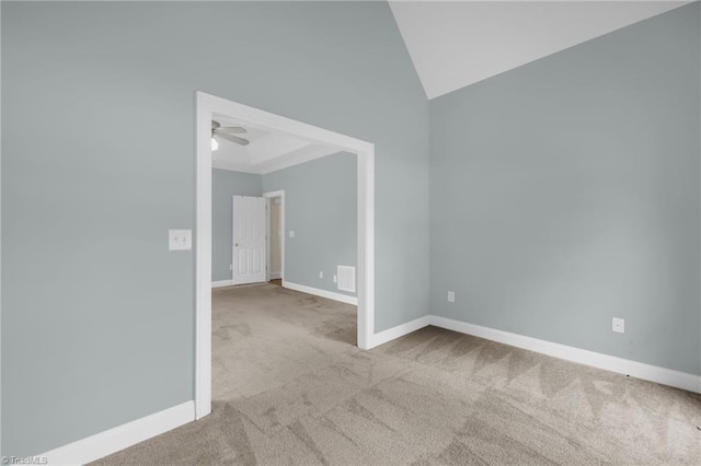 1905 Overshoot Ct, Greensboro, NC 27455 - carpeted spare room with ceiling fan and vaulted ceiling