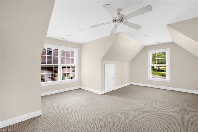 1905 Overshoot Ct, Greensboro, NC 27455 - additional living space with carpet, vaulted ceiling, recessed lighting, and ceiling fan
