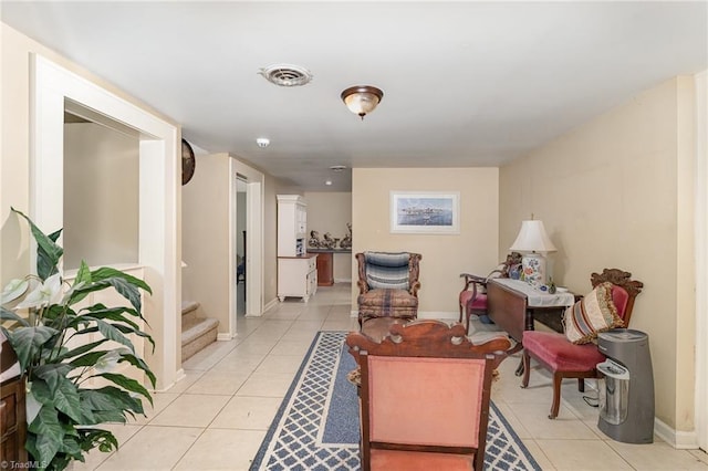 interior space featuring light tile patterned floors