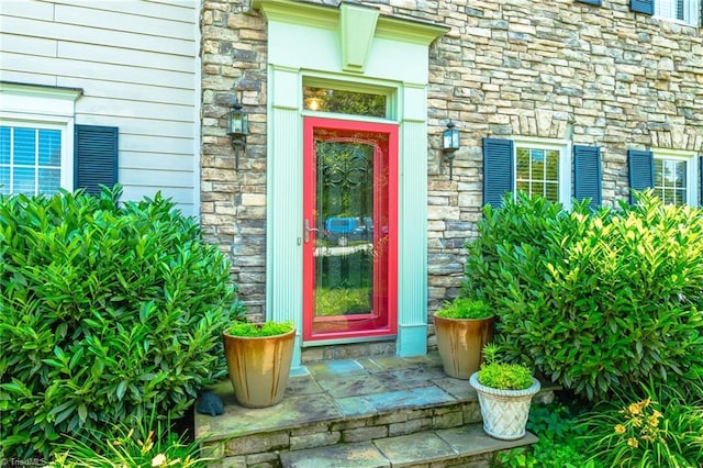 183 Scottsdale Dr, Advance, NC 27006 - view of exterior entry featuring stone siding