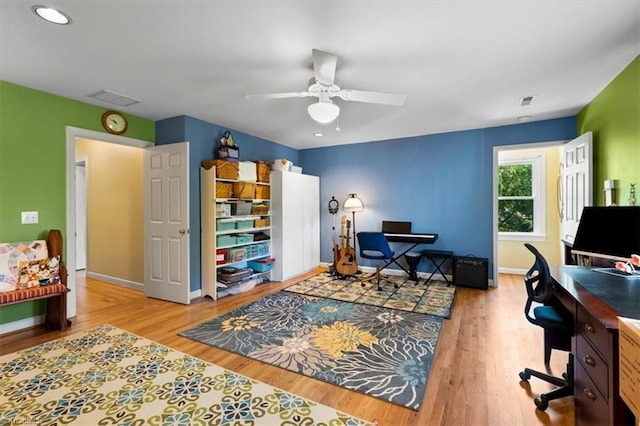 4802 Worchester Pl, Jamestown, NC 27282 - office area featuring light wood finished floors, a ceiling fan, baseboards, and recessed lighting