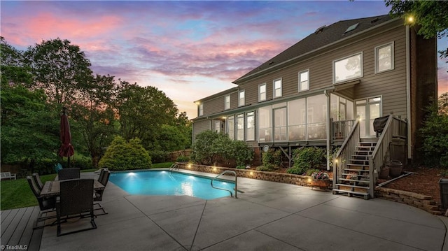 4802 Worchester Pl, Jamestown, NC 27282 - swimming pool with a patio area, stairway, and a wooden deck