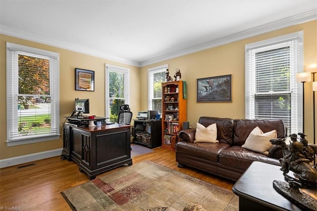 4802 Worchester Pl, Jamestown, NC 27282 - office with crown molding, wood finished floors, plenty of natural light, and baseboards