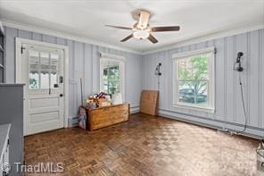 720 Ferndale Blvd, High Point, NC 27262 - foyer featuring crown molding and a ceiling fan