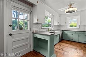 720 Ferndale Blvd, High Point, NC 27262 - kitchen featuring green cabinets, plenty of natural light, and dark wood finished floors