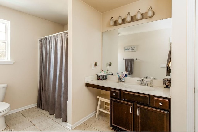 bathroom with tile patterned floors, vanity, and toilet