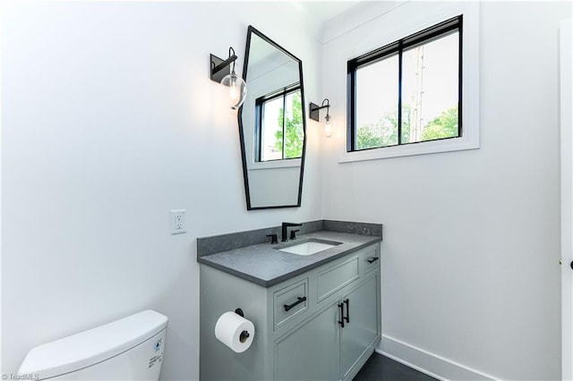 bathroom with toilet and vanity