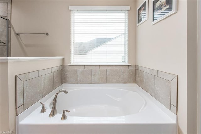 bathroom with a healthy amount of sunlight and a bath