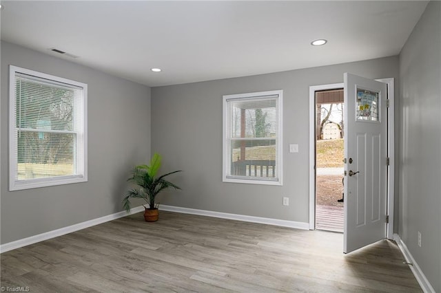 entryway with light wood-type flooring