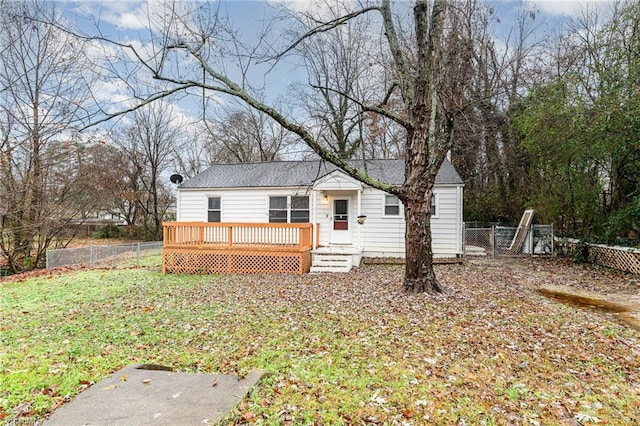 view of front of property featuring a deck