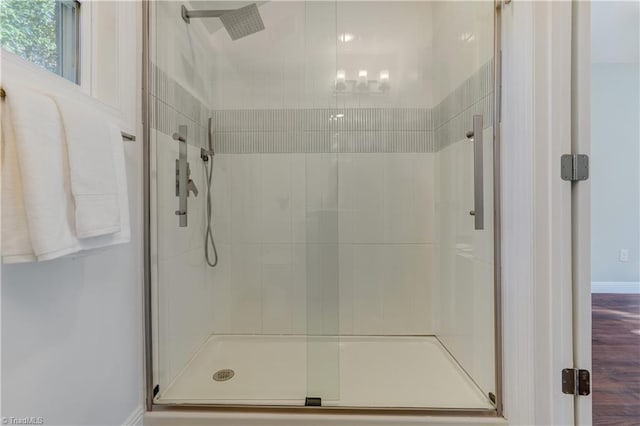 bathroom featuring walk in shower