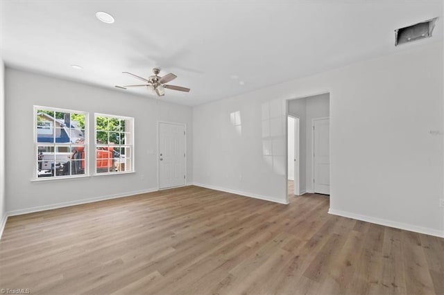 2154 E First St, Winston-Salem, NC 27101 - unfurnished room with ceiling fan, light wood-style floors, baseboards, and recessed lighting