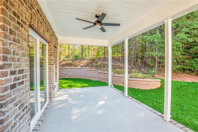 view of patio with ceiling fan