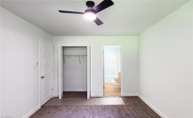 1628 Eagle Crest Dr, Pfafftown, NC 27040 - unfurnished bedroom with carpet floors, a closet, a ceiling fan, and ensuite bathroom
