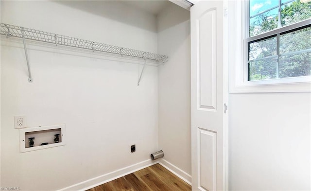 1628 Eagle Crest Dr, Pfafftown, NC 27040 - washroom featuring electric dryer hookup, hookup for a washing machine, plenty of natural light, and dark wood-style flooring