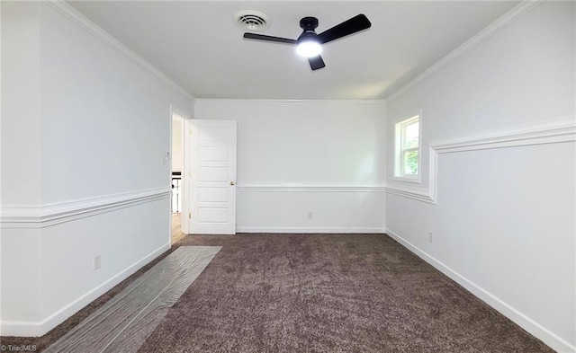 1628 Eagle Crest Dr, Pfafftown, NC 27040 - unfurnished room with a ceiling fan, carpet floors, and crown molding