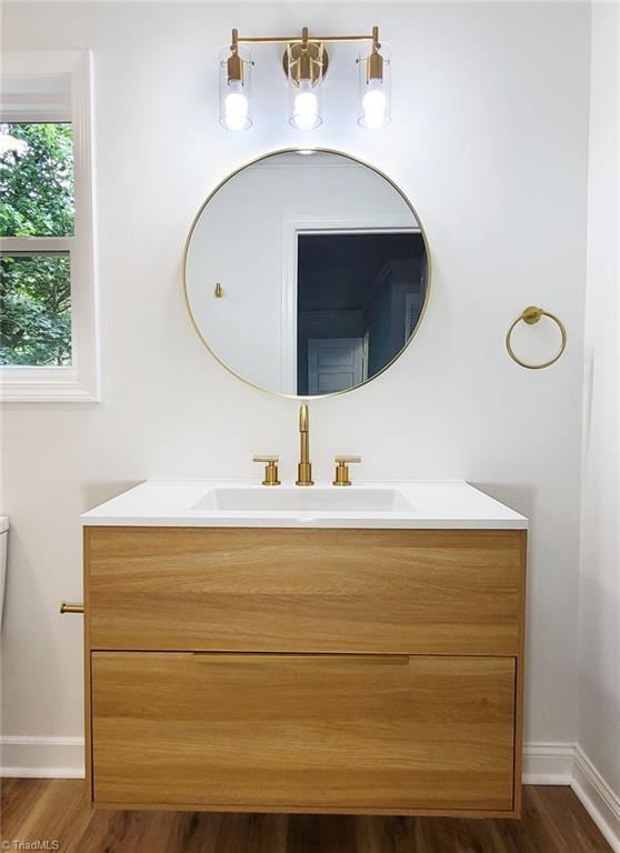 1628 Eagle Crest Dr, Pfafftown, NC 27040 - bathroom featuring vanity and wood finished floors