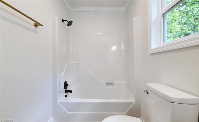 1628 Eagle Crest Dr, Pfafftown, NC 27040 - bathroom with shower / bath combination and ornamental molding