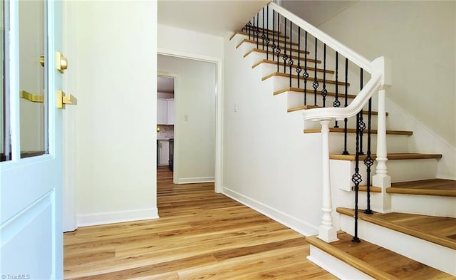 1628 Eagle Crest Dr, Pfafftown, NC 27040 - stairs with wood finished floors and baseboards