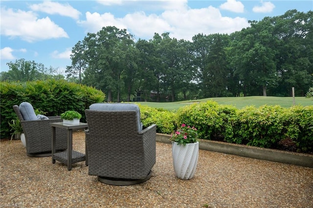 191 Fairway Dr, Advance, NC 27006 - view of patio featuring view of wooded area