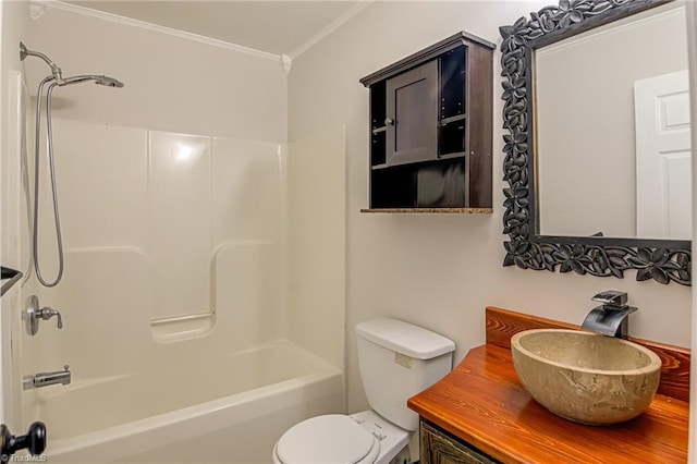 5201 Harvey Rd, Jamestown, NC 27282 - bathroom featuring ornamental molding, vanity, and  shower combination
