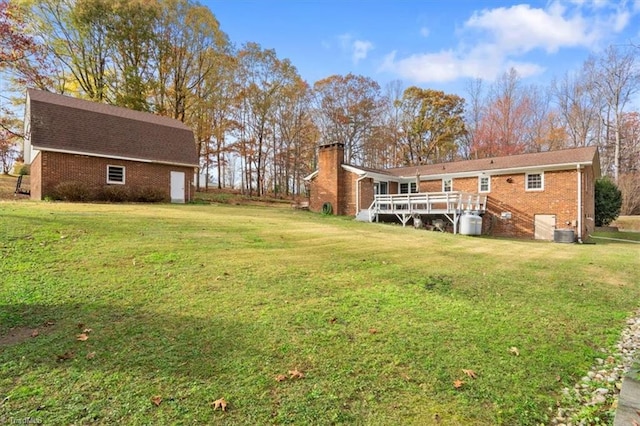 view of yard featuring a deck