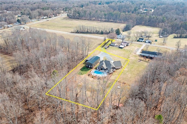 bird's eye view featuring a rural view