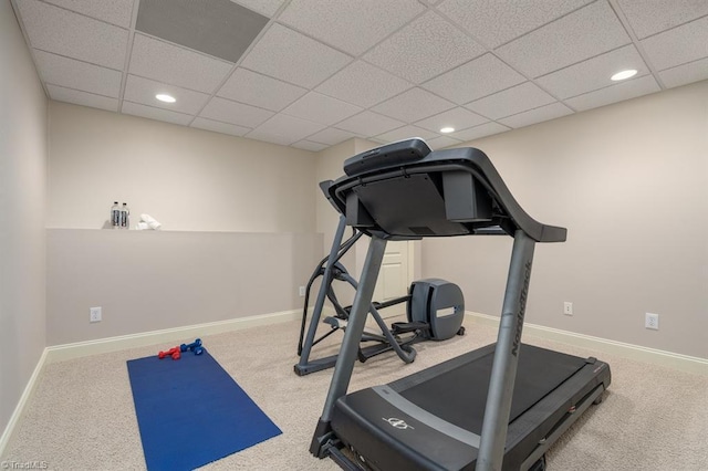 5000 Casting Way, Greensboro, NC 27455 - workout room featuring recessed lighting, carpet, and a paneled ceiling