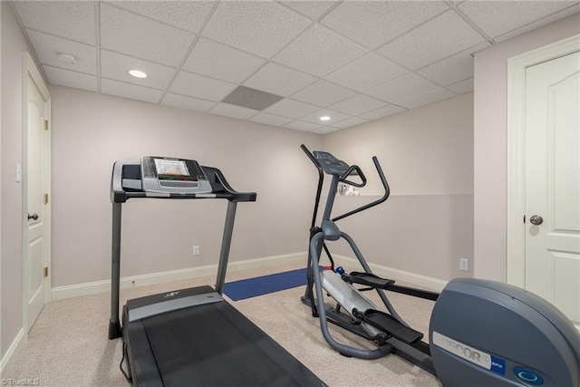 5000 Casting Way, Greensboro, NC 27455 - workout area featuring a drop ceiling, recessed lighting, and carpet floors