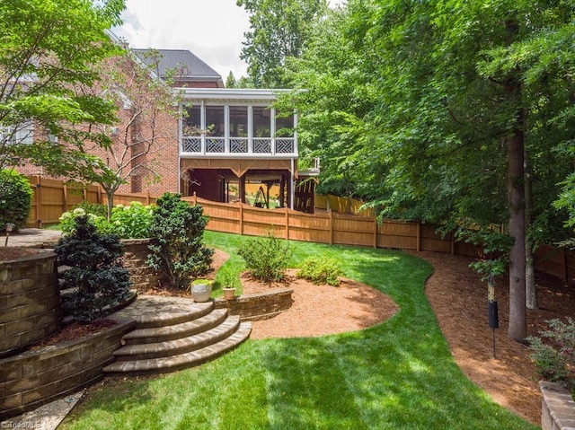 5000 Casting Way, Greensboro, NC 27455 - back of house featuring a fenced backyard and a sunroom
