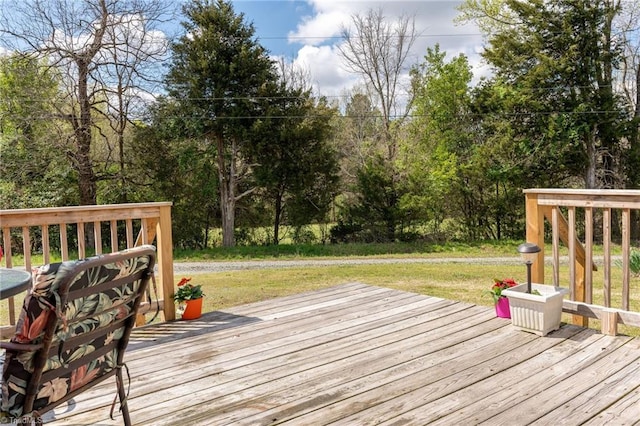 4724 Old Julian Rd, Julian, NC 27283 - wooden deck with a lawn and view of scattered trees