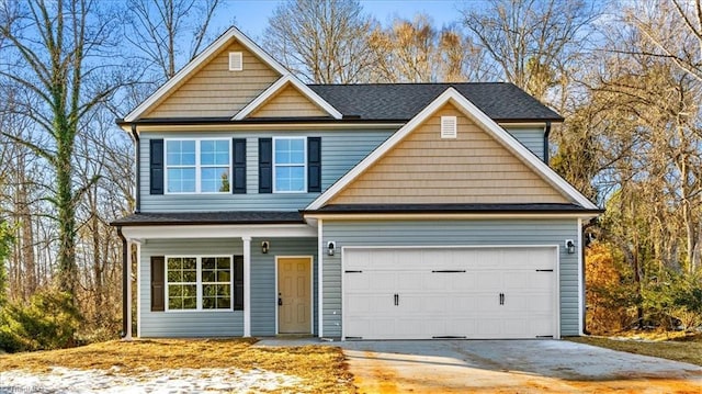 craftsman-style house with a garage