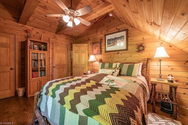 612 Joe Shoemaker Rd, Vilas, NC 28692 - bedroom featuring wooden ceiling, hardwood / wood-style floors, and wooden walls