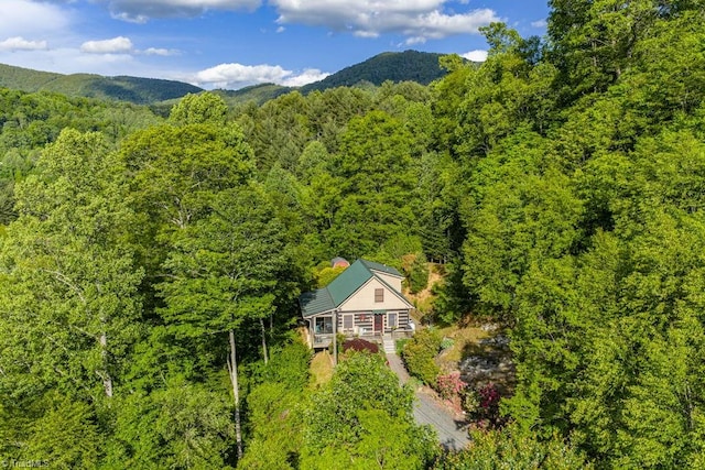 612 Joe Shoemaker Rd, Vilas, NC 28692 - aerial view of property and surrounding area with a heavily wooded area and a mountain backdrop
